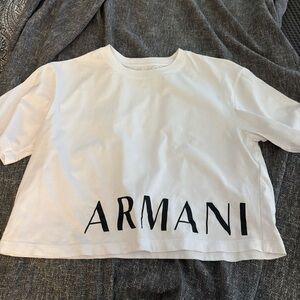 Giorgio Armani Woman White Tee with Black Logo
